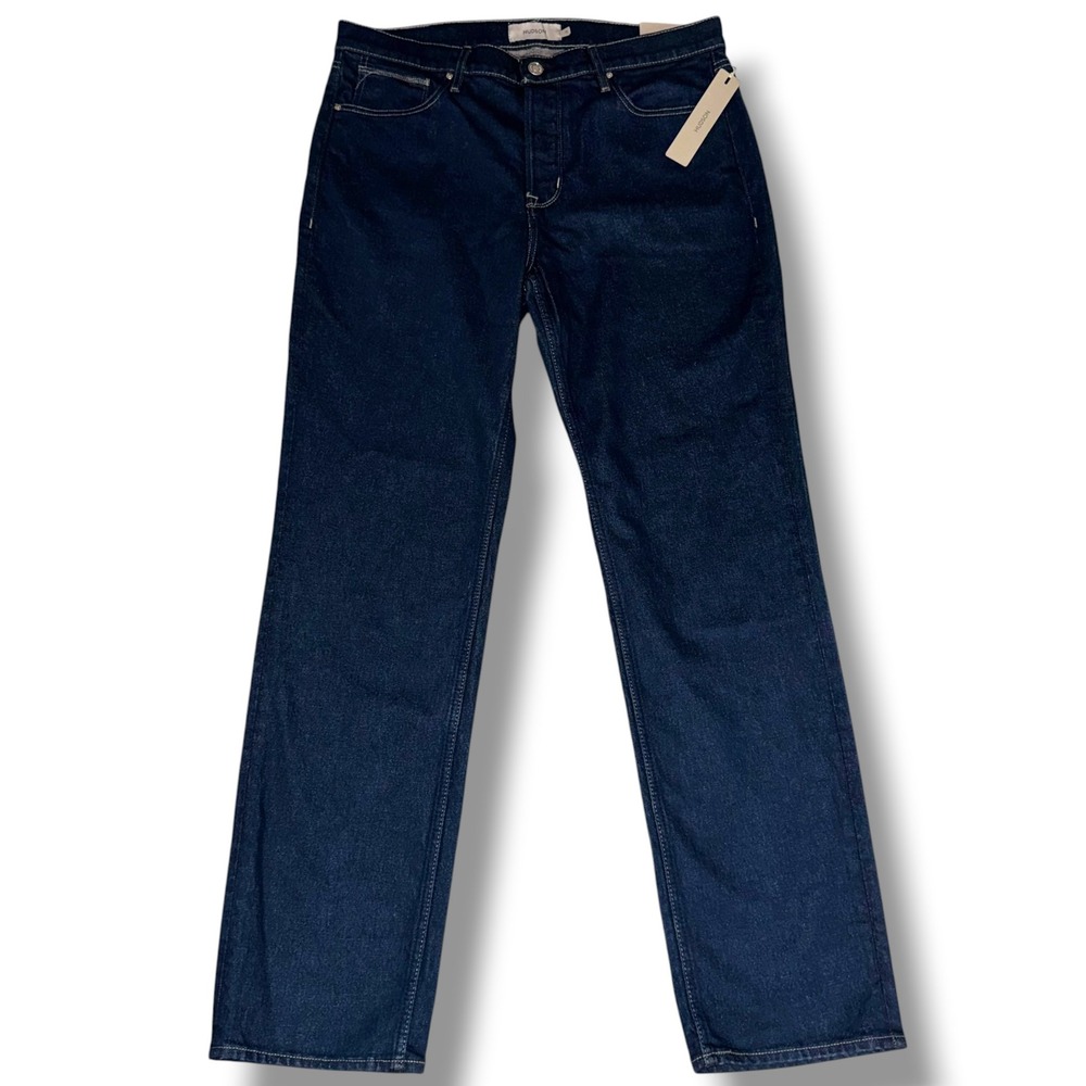 Hudson Wes Straight Leg Jeans Mens 36x34 Northern Dark Blue Button Fly NWT